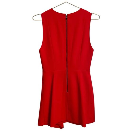 Alice and Olivia Callie Sleeveless Asymmetric Overlay A-line Dress Cherry Red 4 - Picture 5 of 7
